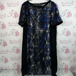 Planet dress, abstract, pattern, Chic Blue and Black Women's Mini Dress